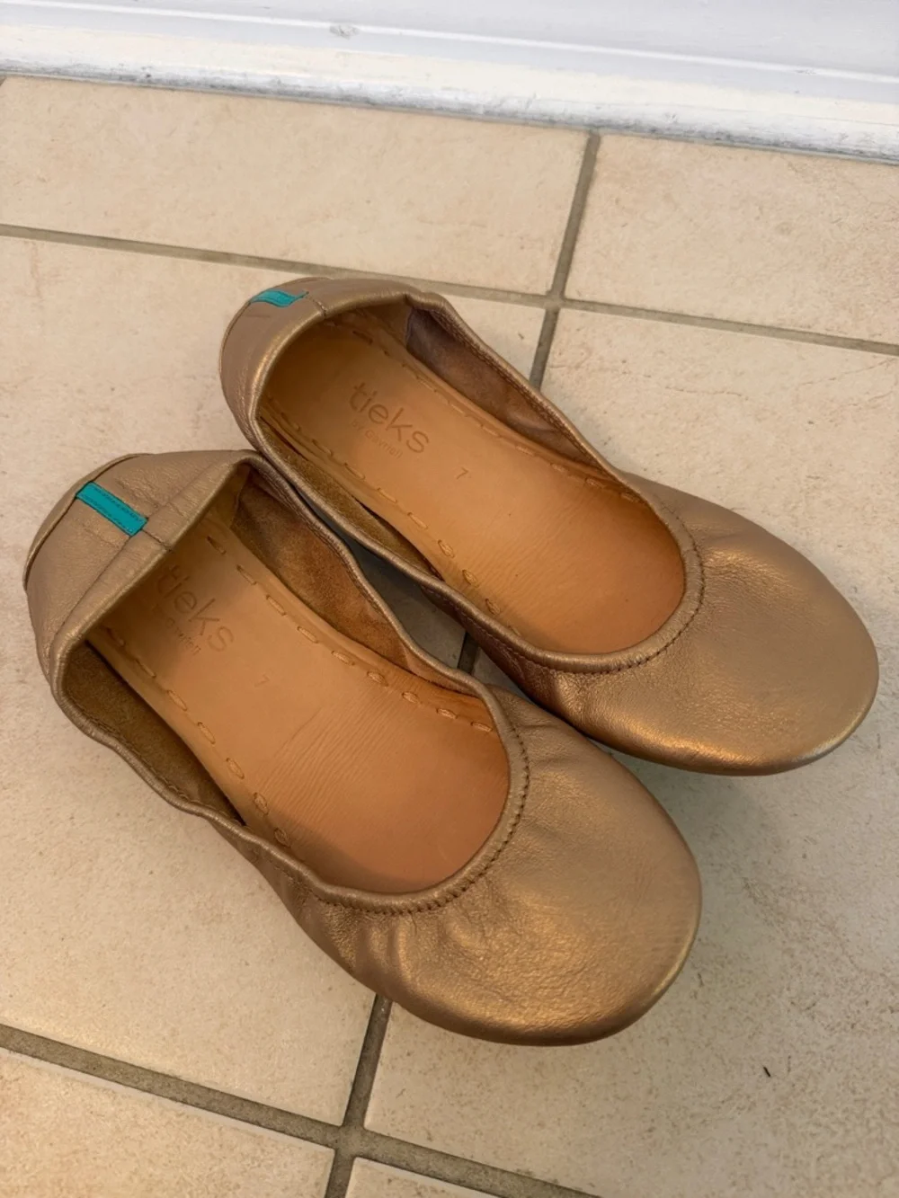 Tieks Gold Ballet Flats - Comfortable Foldable Shoes - Picture 1 of 4